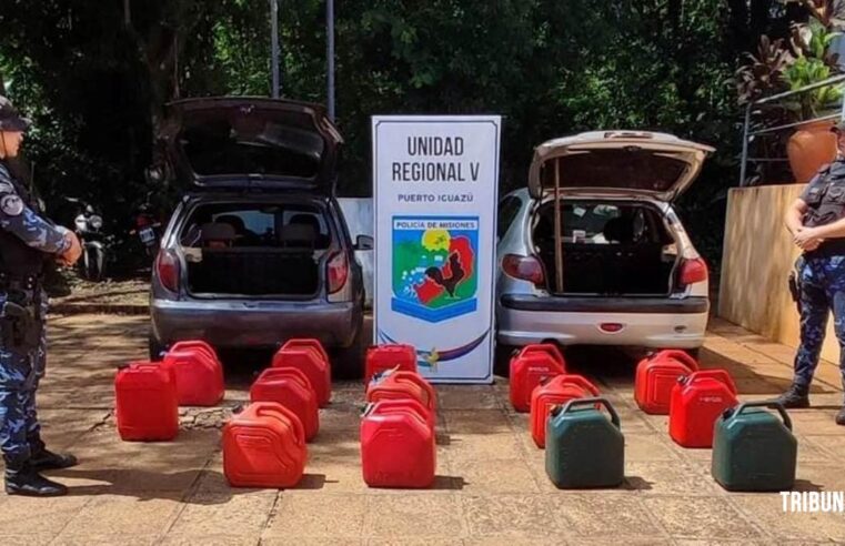 Policia apreende dois carros que transportavam 360 litros de gasolina de maneira irregular em Puerto Iguazú