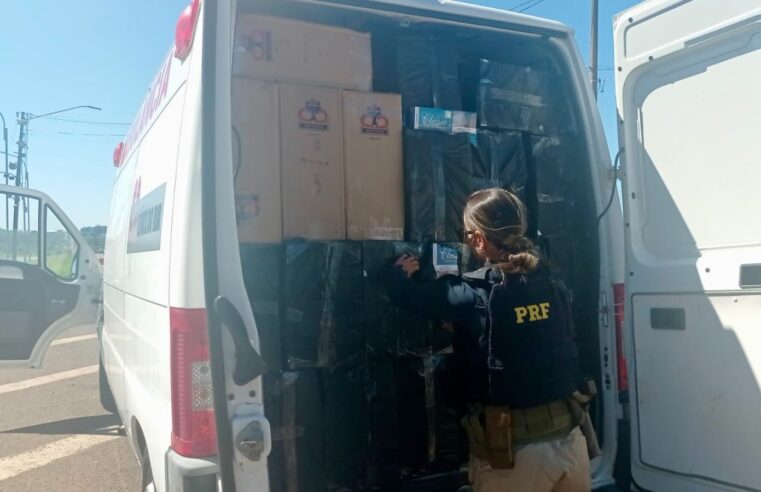 PRF apreende ambulância recheada de cigarros no Paraná