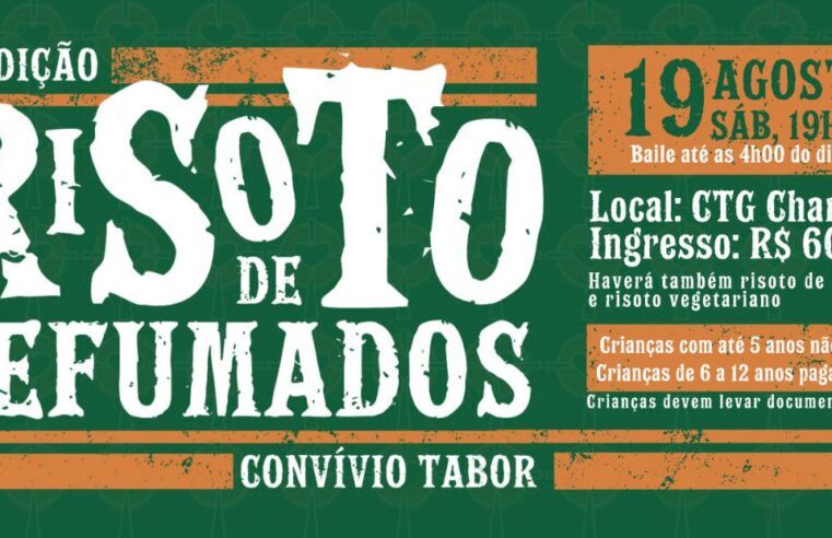 Convívio Tabor realiza tradicional Risoto de Defumados, no dia 19 de agosto