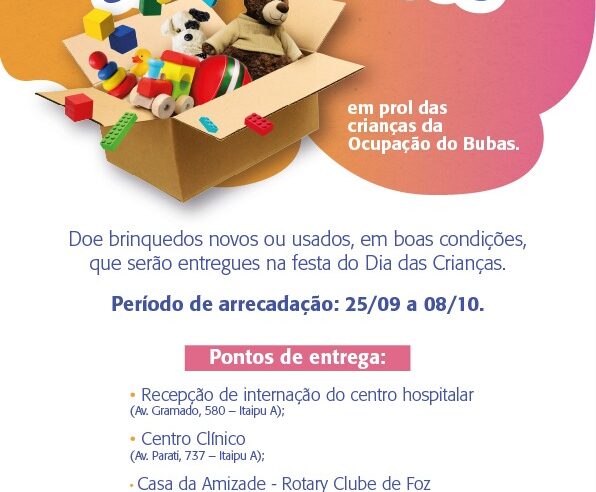 Hospital Costa Cavalcanti participa de Campanha para arrecadação de brinquedos para festa do Dia das Crianças da Ocupação Bubas