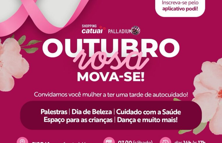 Neste sábado, 07, das 14h às 17h, o Shopping Catuaí Palladium, em parceria com o Projeto Mova, realizará o evento Outubro Rosa: Mova-se!