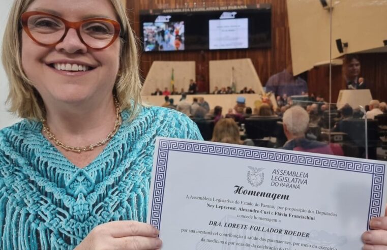 Diretora técnica do HMCC recebe homenagem na Assembleia Legislativa do Paraná