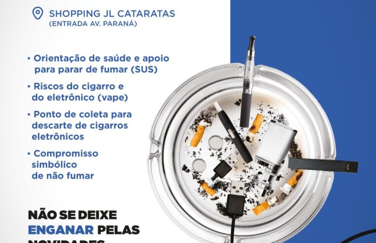 Prefeitura de Foz do Iguaçu promove ação contra o tabagismo no Shopping JL