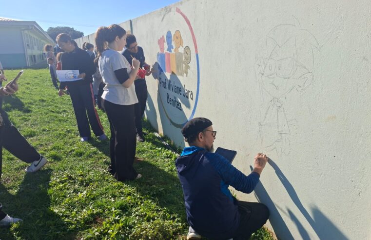 Evento no CMEI Viviane Jara Benitez inaugura mural pela proteção das crianças