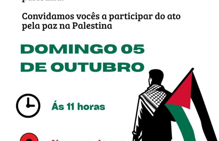 Manifestação pacífica pela Palestina acontece neste domingo em Foz do Iguaçu
