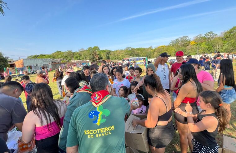 Grupo Escoteiro Líbano Brasileiro leva solidariedade e diversão ao Dia das Crianças em Foz do Iguaçu