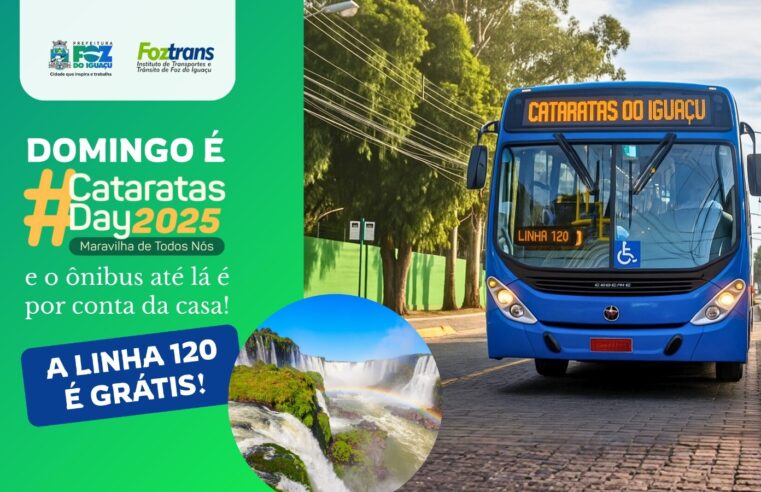 Linha 120 será gratuita no domingo (9), em alusão ao Cataratas Day