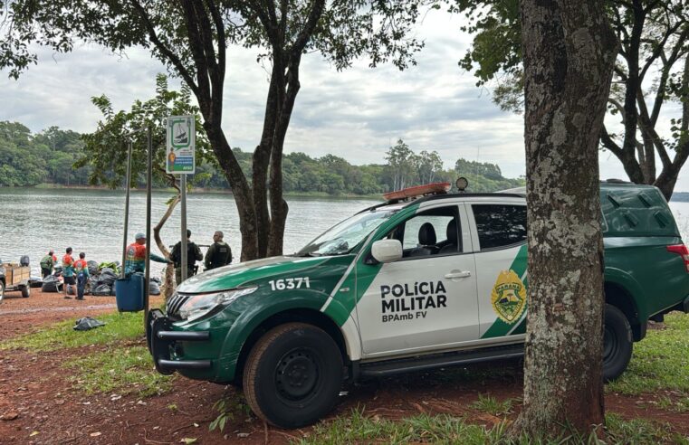 Ação Lago Limpo mobiliza voluntários e retira quase 1 tonelada de lixo das margens do Lago de Itaipu em Foz