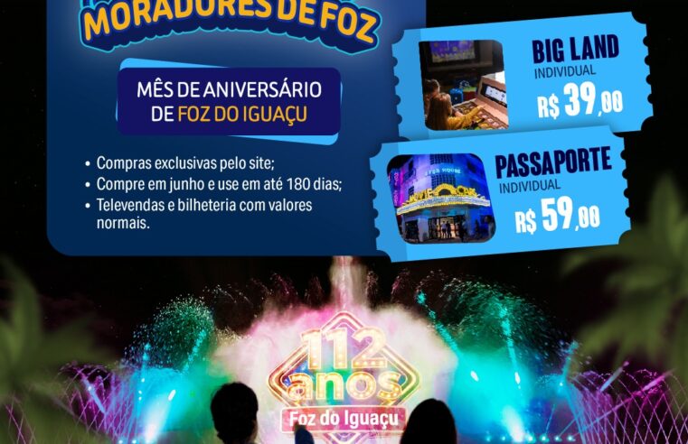 Wonder Park Foz celebra aniversário da cidade com descontos especiais e brindes durante os jogos do Brasil na Copa do Mundo