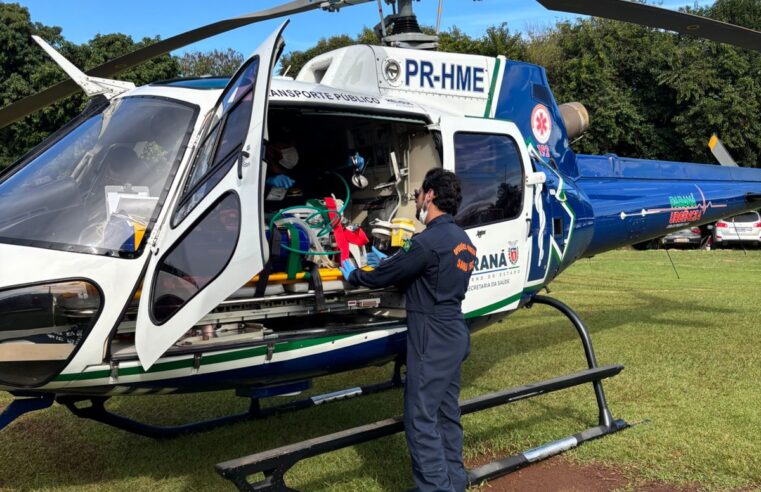 Paciente do Hospital Municipal Padre Germano Lauck é transferido por transporte aeromédico para a Policlínica de Pato Branco