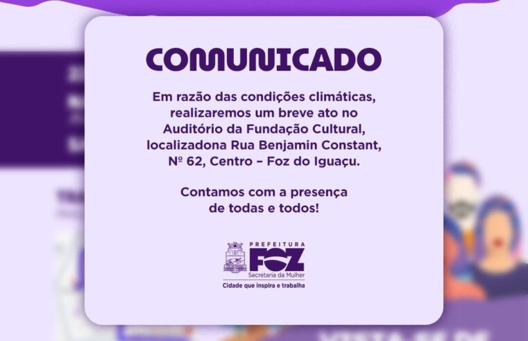 Caminhada de Combate ao Feminicídio é cancelada devido às condições climáticas