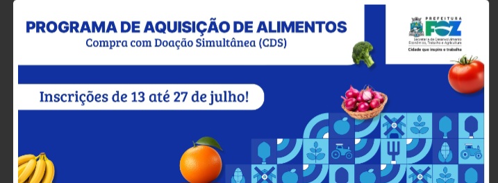 Secretaria abre inscrições para agricultores familiares participarem do Programa de Aquisição de Alimentos